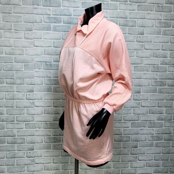 Vintage 80s Hang Ten Size S Pink‎ Ribbed Dropped Waist Sweatshirt Dress New Wave - Picture 4 of 8